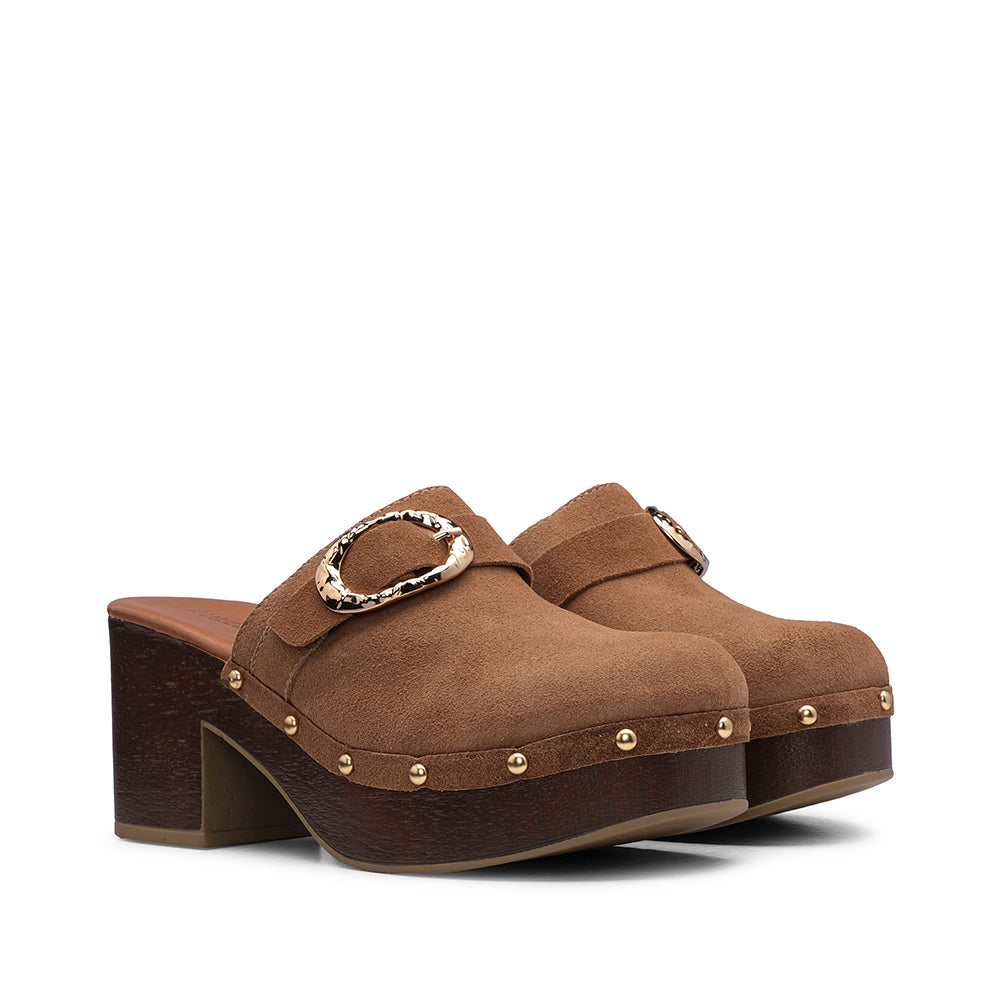 Soca Salto Cunha Mulher Camurça Camel