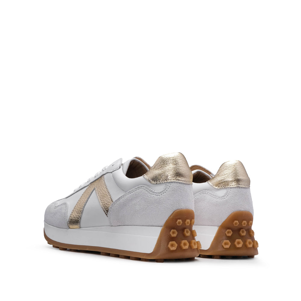 Sapatilha Casual Mulher Pele Branco E Ouro