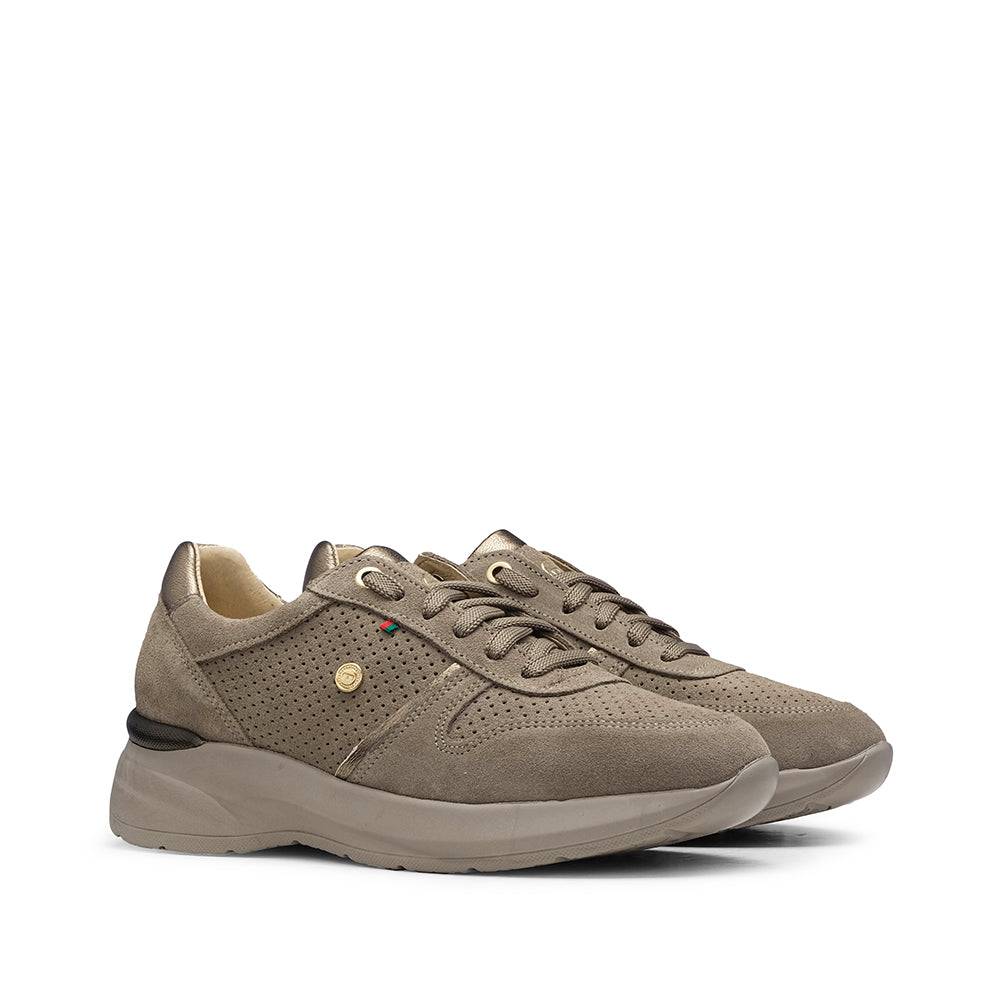 Sapatilha Casual Mulher Camurça Taupe