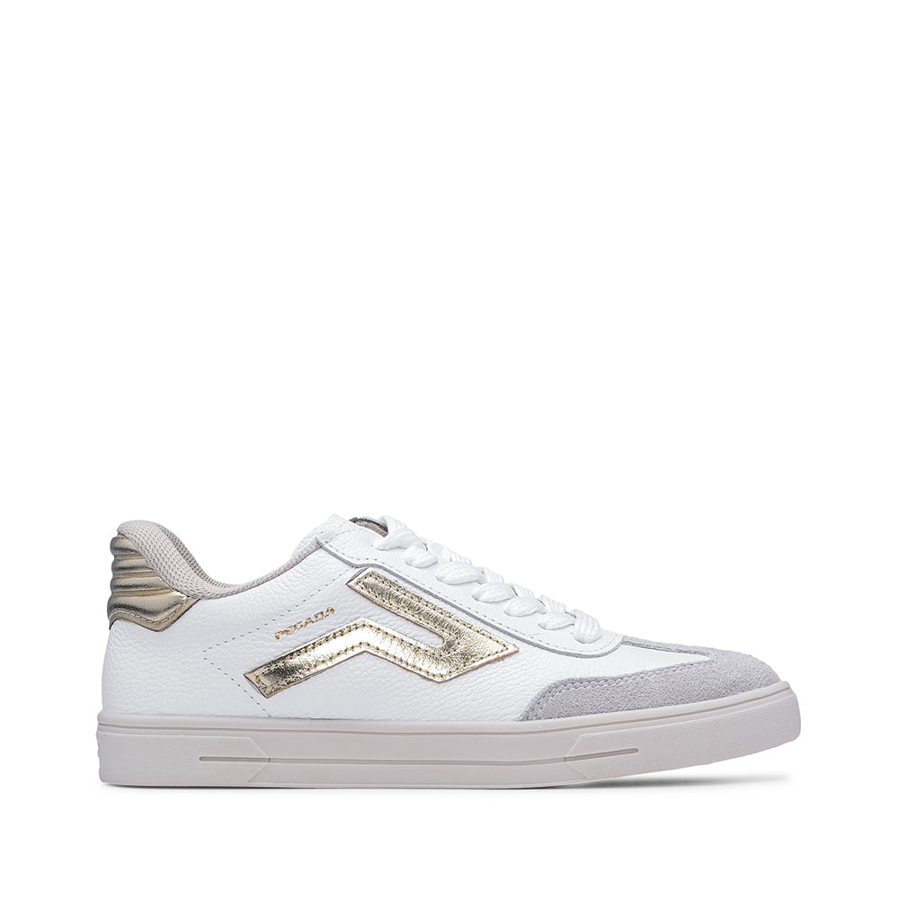 Sapatilha Casual Mulher Pele Branco E Ouro