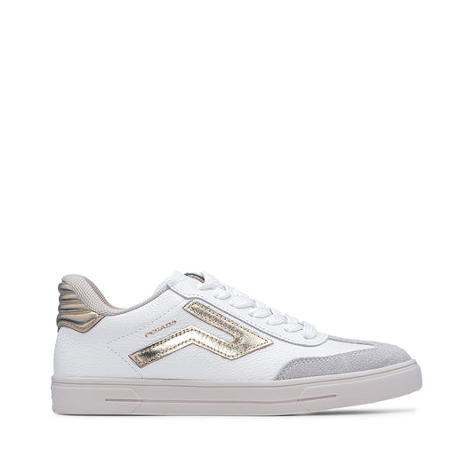 Sapatilha Casual Mulher Pele Branco E Ouro