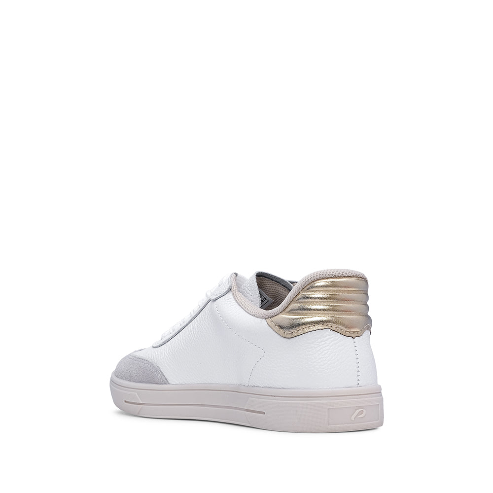 Sapatilha Casual Mulher Pele Branco E Ouro