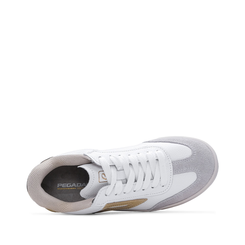 Sapatilha Casual Mulher Pele Branco E Ouro