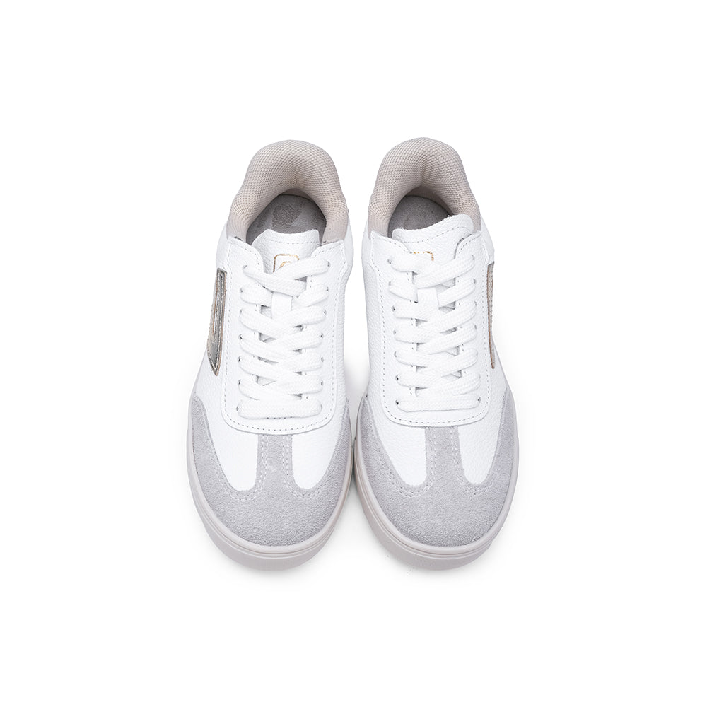 Sapatilha Casual Mulher Pele Branco E Ouro
