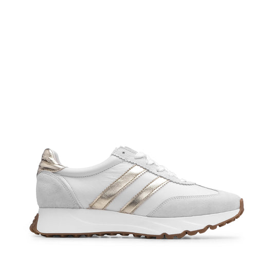 Sapatilha Casual Mulher Camurça Branco E Ouro