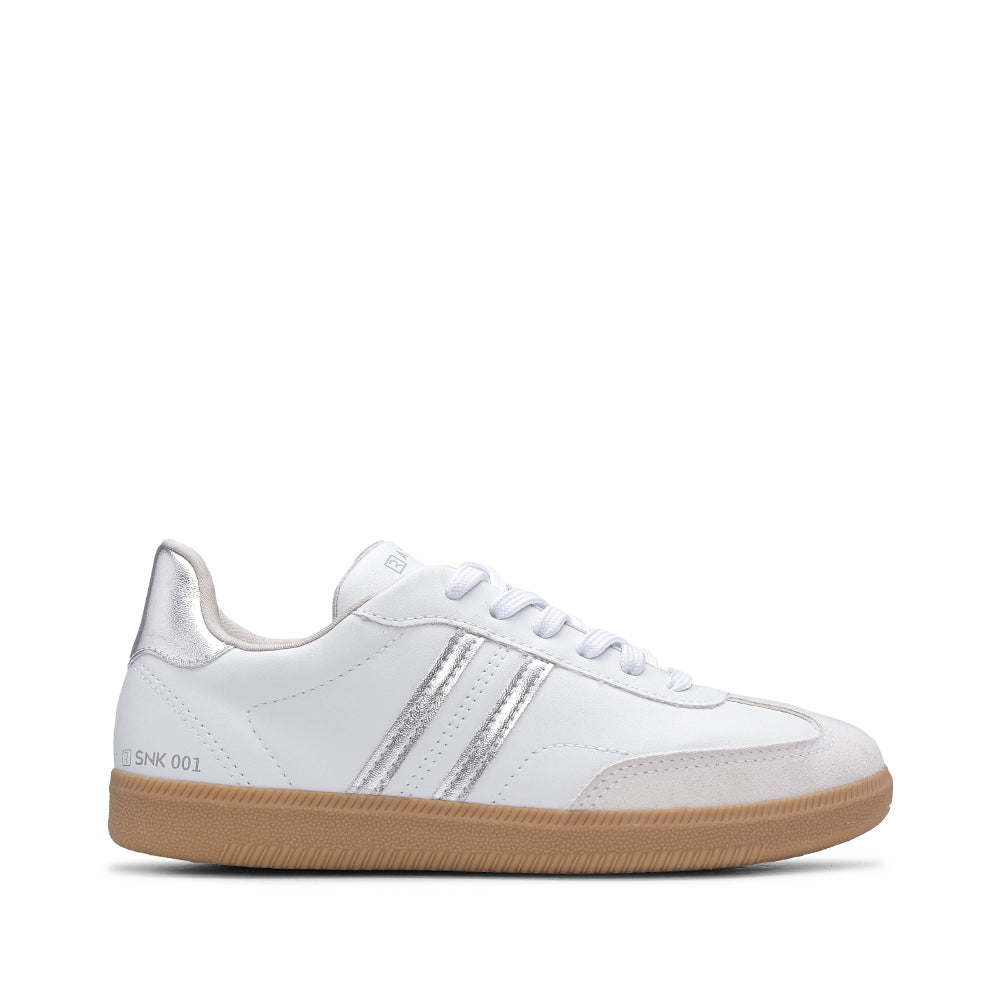 Sapatilha Casual Mulher Pele Sintética Branco E Prata