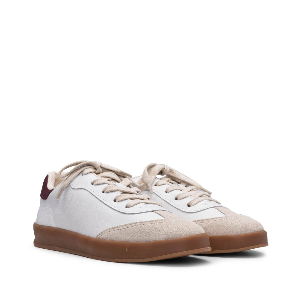 Sapatilha Casual Mulher Pele Branco E Vermelho