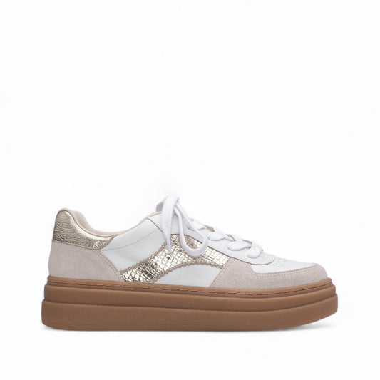 Sapatilha Casual Mulher Pele Branco E Ouro