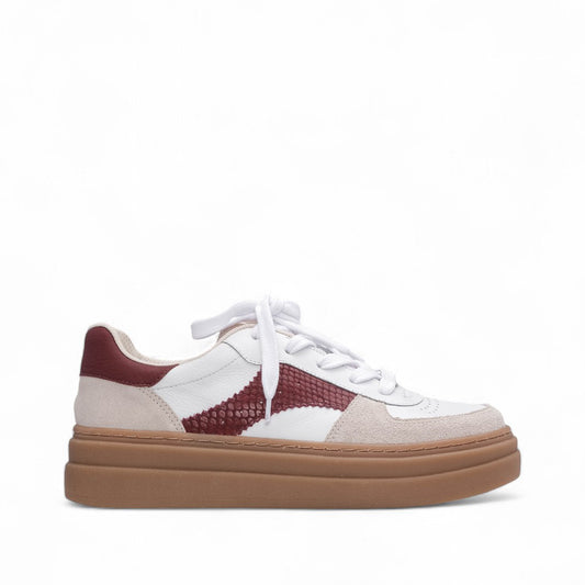 Sapatilha Casual Mulher Pele Branco E Vermelho