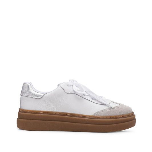 Sapatilha Casual Mulher Pele Branco E Cinza