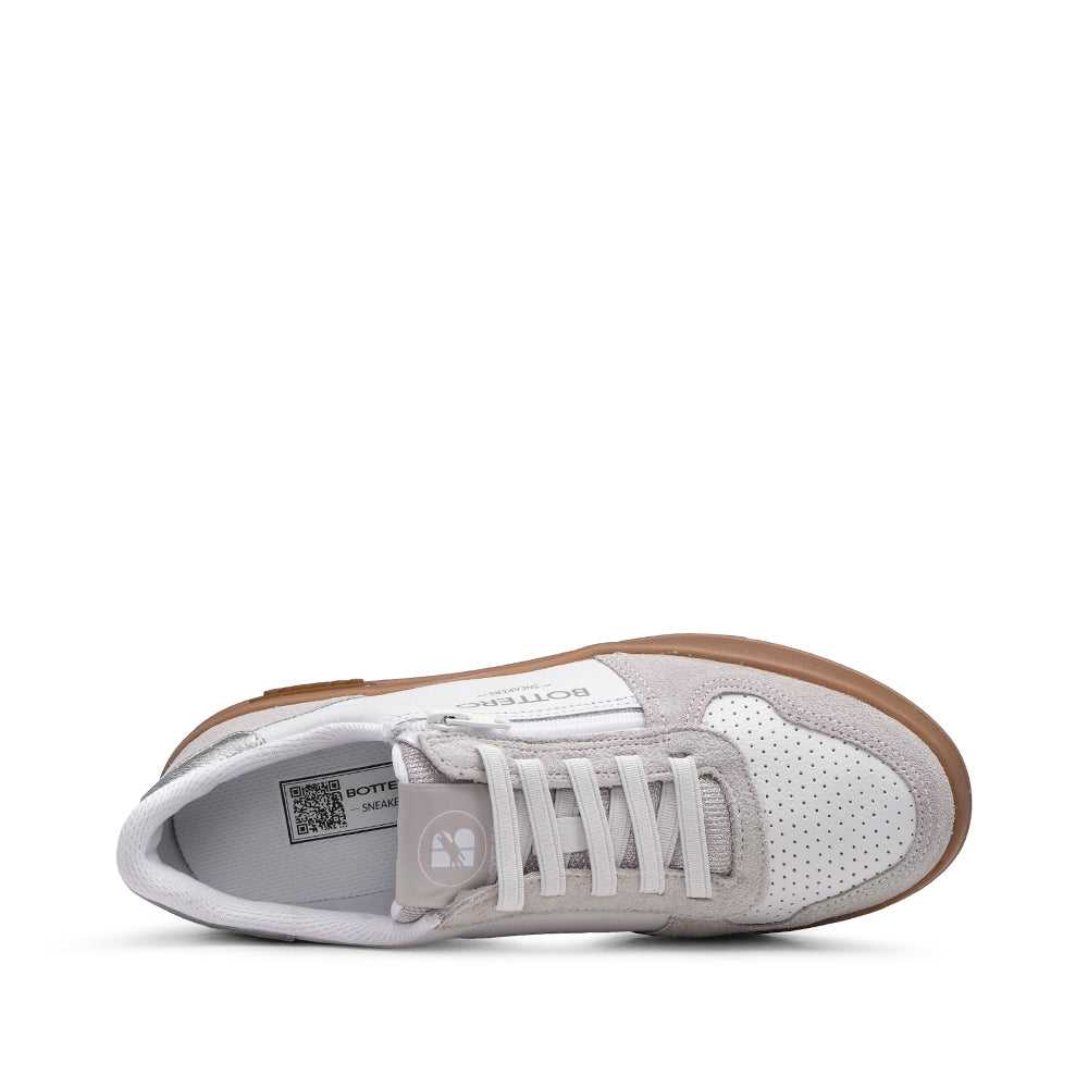 Sapatilha Casual Mulher Camurça Branco E Cinza