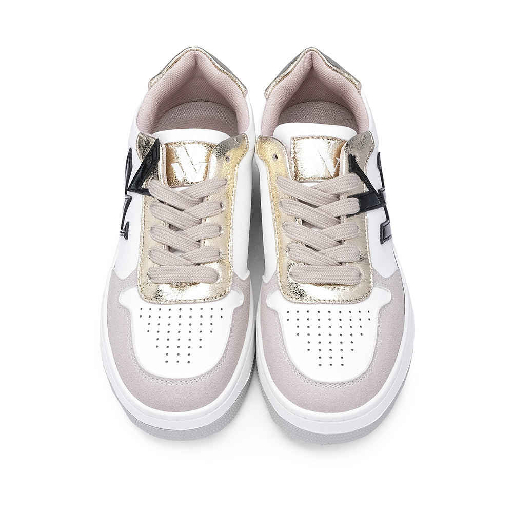 Sapatilha Casual Mulher Branco E Dourado