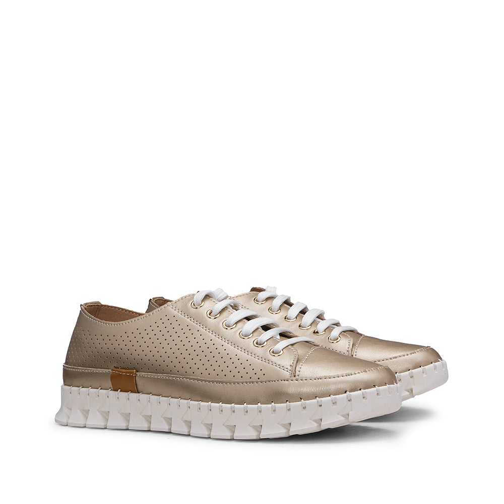 Sapatilha Casual Pele Mulher Dourado