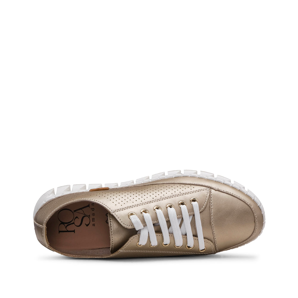 Sapatilha Casual Pele Mulher Dourado