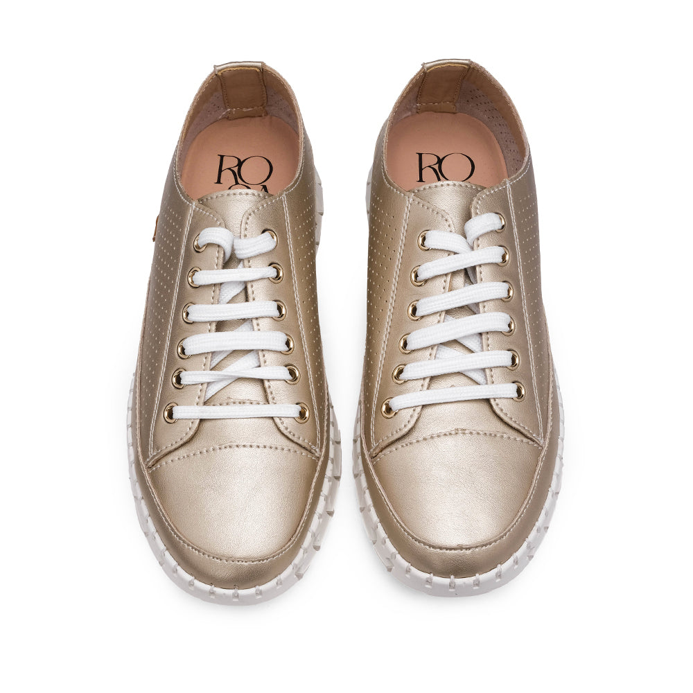 Sapatilha Casual Pele Mulher Dourado