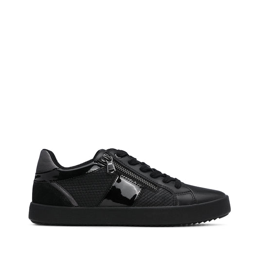Women's Casual Sneakers, Black Leather, Lead