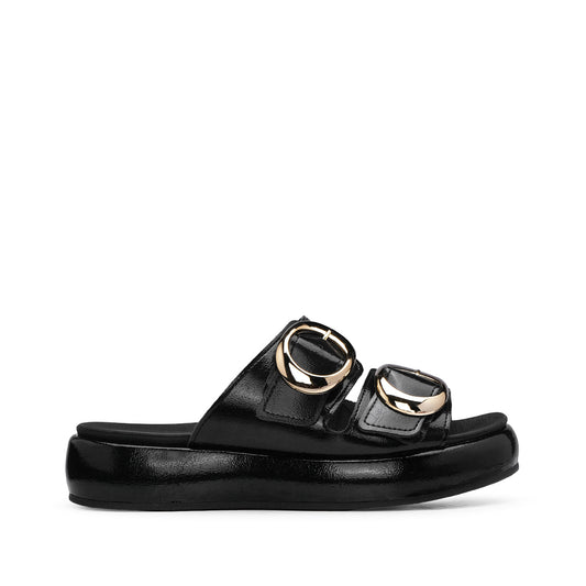 Chinelo Casual Mulher Verniz Preto
