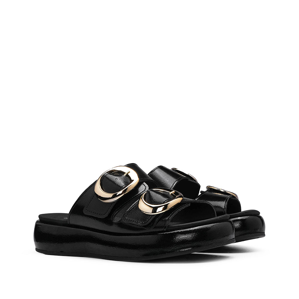Chinelo Casual Mulher Verniz Preto