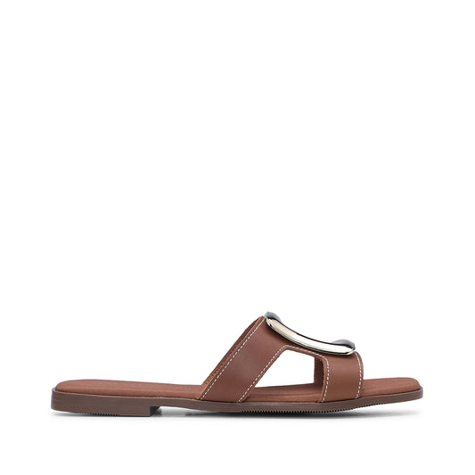 Chinelo Casual Mulher Pele  Camel