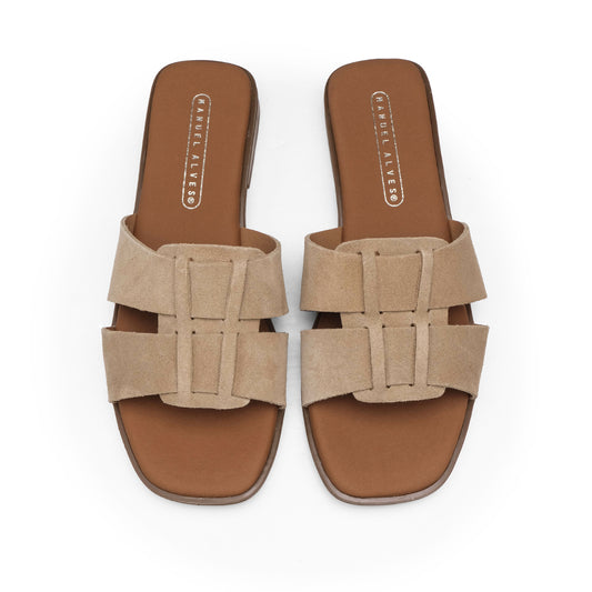 Chinelo Casual Mulher Camurça Bege