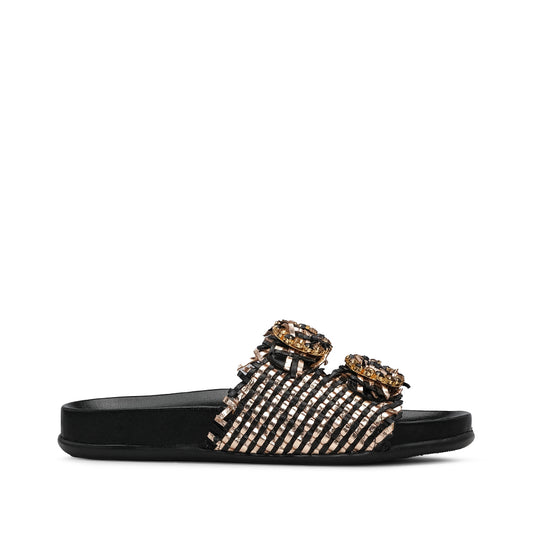 Chinelo Casual Mulher Metalizado Preto