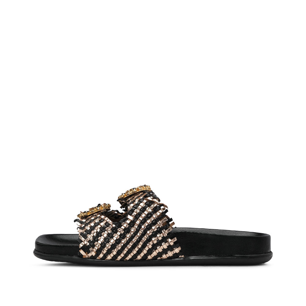 Chinelo Casual Mulher Metalizado Preto