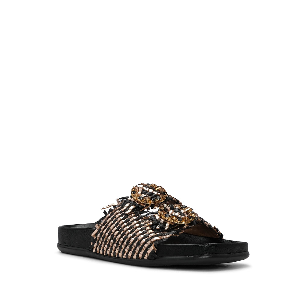 Chinelo Casual Mulher Metalizado Preto