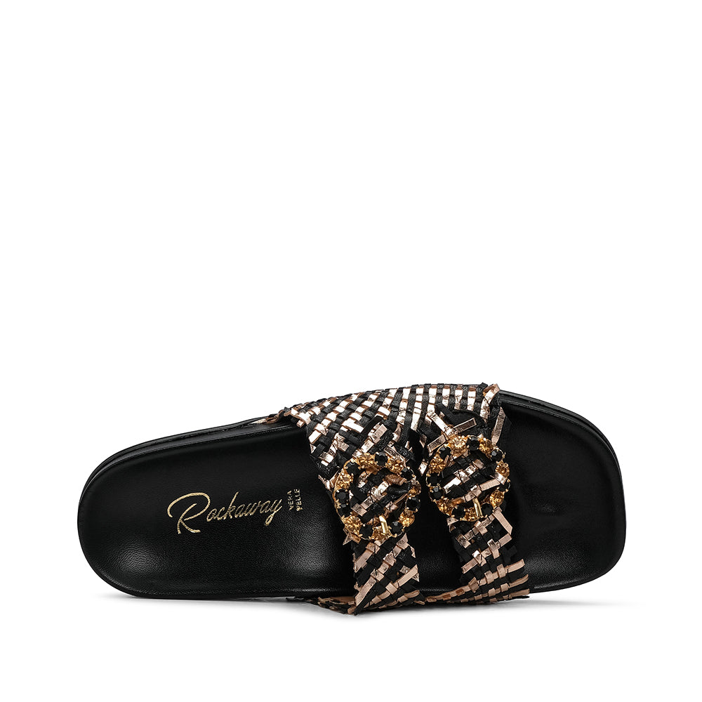 Chinelo Casual Mulher Metalizado Preto