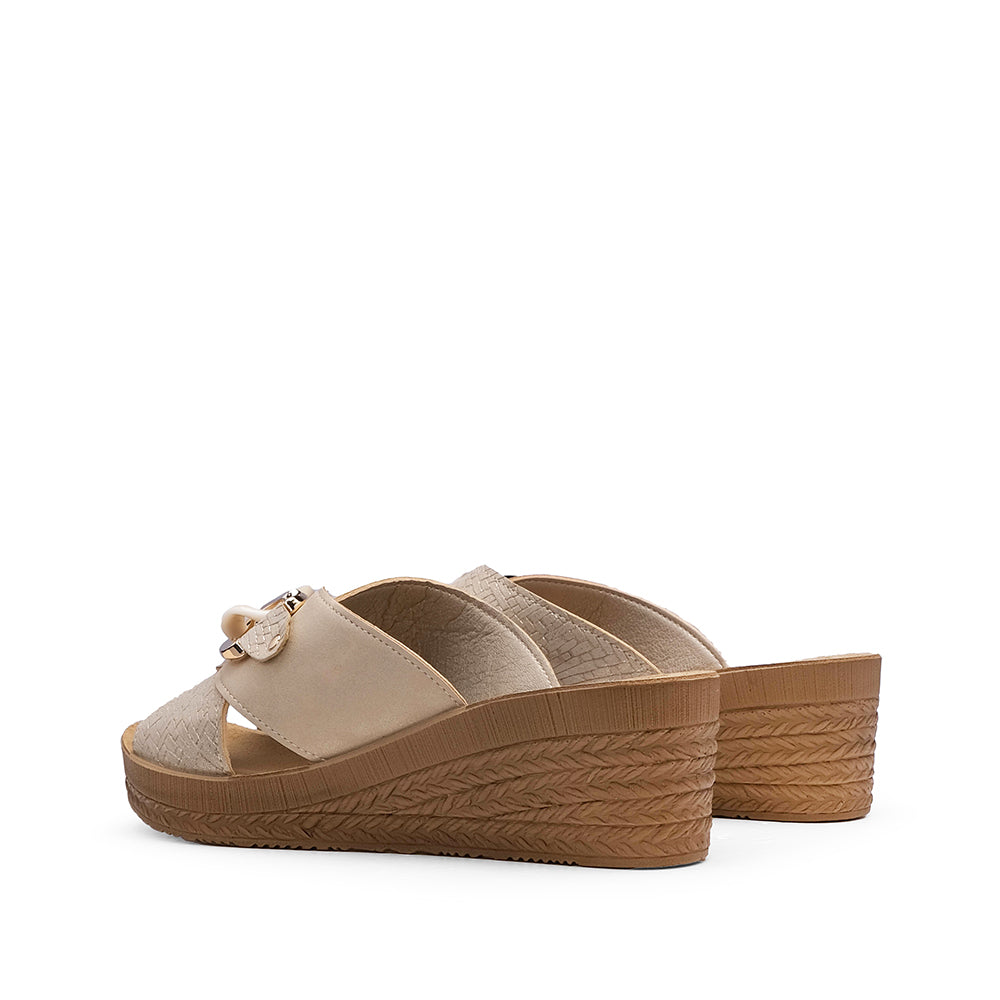 Chinelo Salto Cunha Mulher Bege