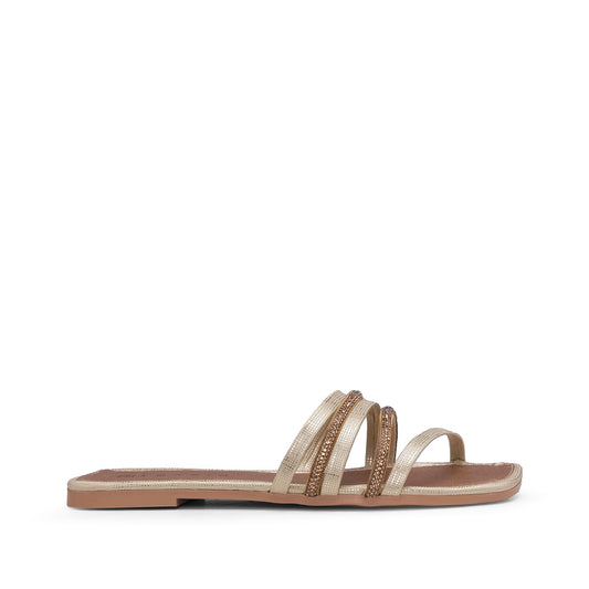 Chinelo Casual Mulher Metalizado Dourado
