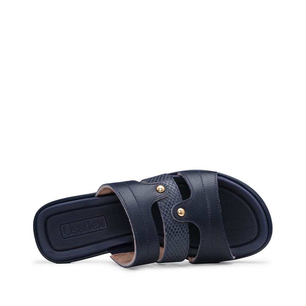 Chinelo Conforto Mulher Pele Azul Marinho
