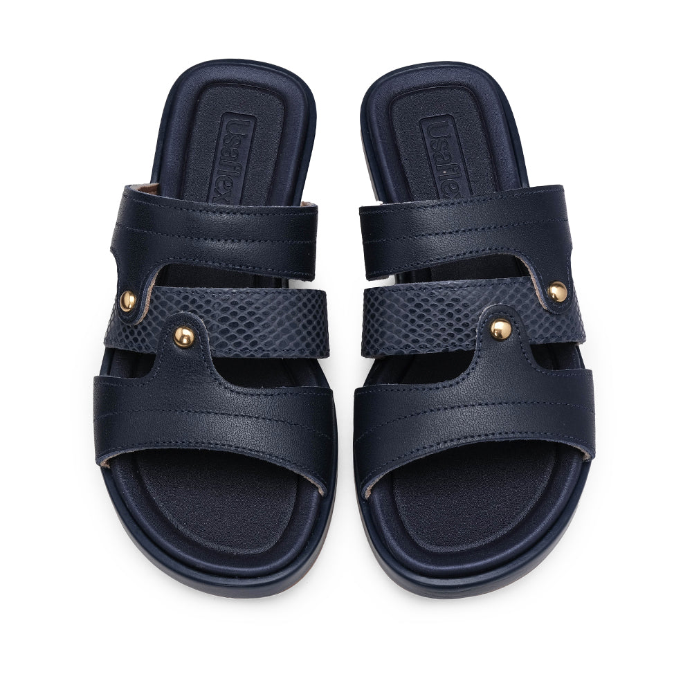 Chinelo Conforto Mulher Pele Azul Marinho