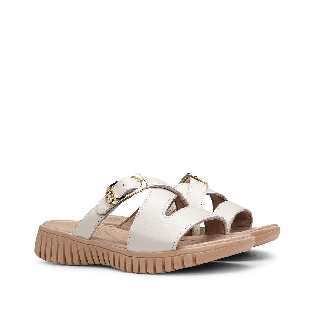 Chinelo Salto Raso Mulher Pele Bege
