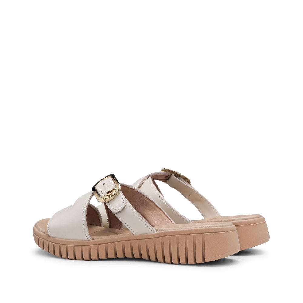 Chinelo Salto Raso Mulher Pele Bege