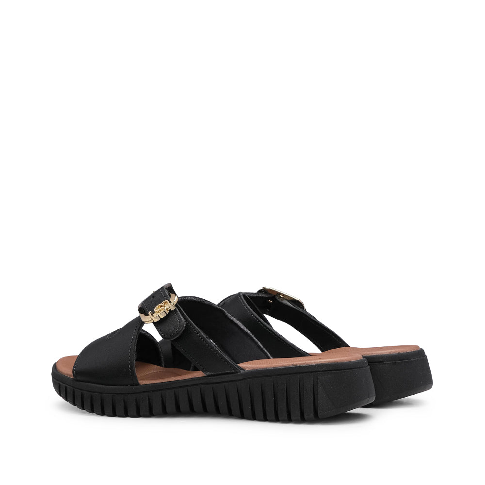 Chinelo Salto Raso Mulher Pele Preto