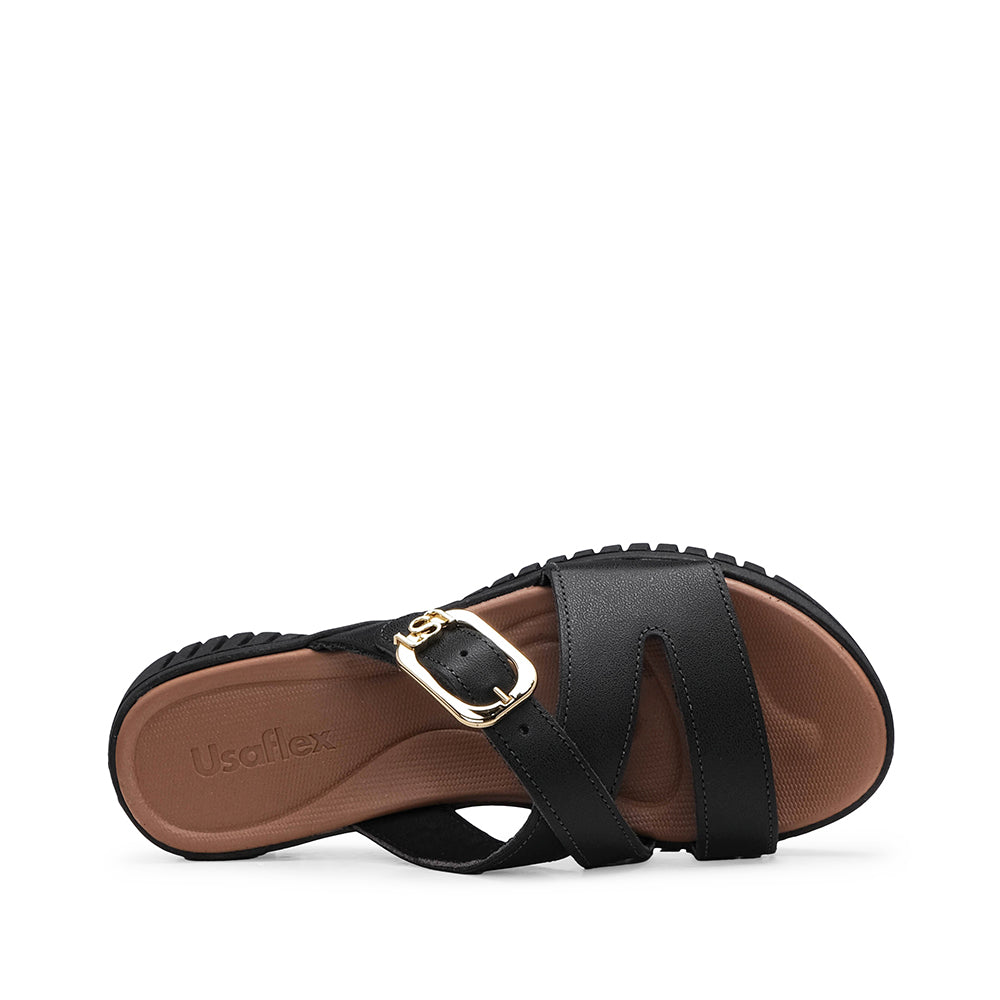 Chinelo Salto Raso Mulher Pele Preto