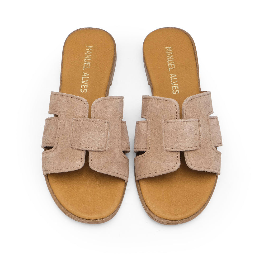 Chinelo Casual Mulher Camurça Taupe