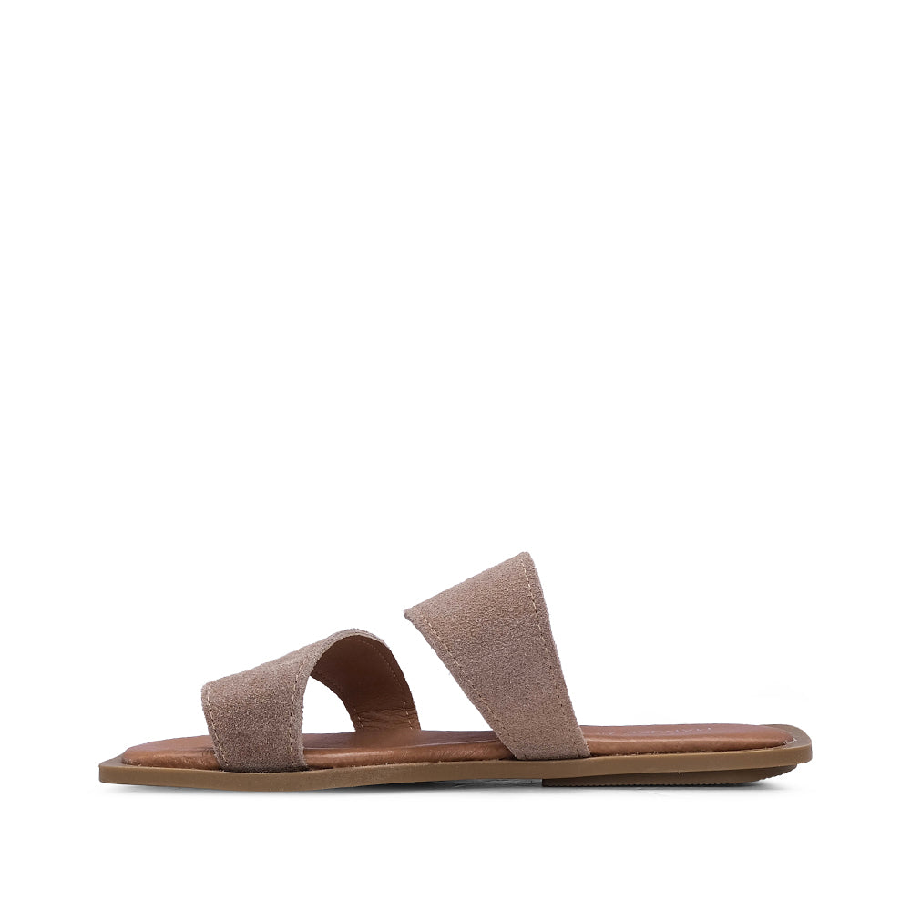 Chinelo Salto Raso Mulher Camurça Taupe