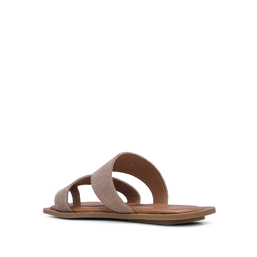 Chinelo Salto Raso Mulher Camurça Taupe