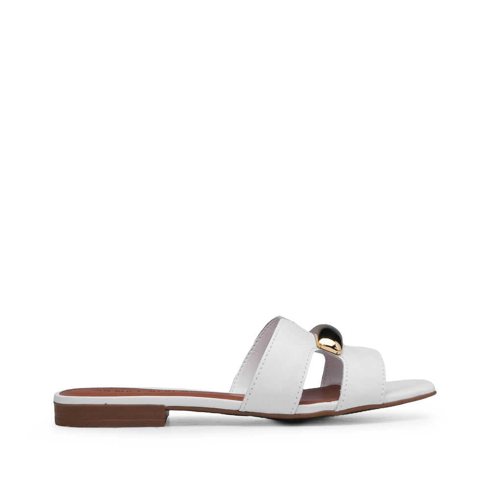 Chinelo Salto Raso Mulher Pele Branco