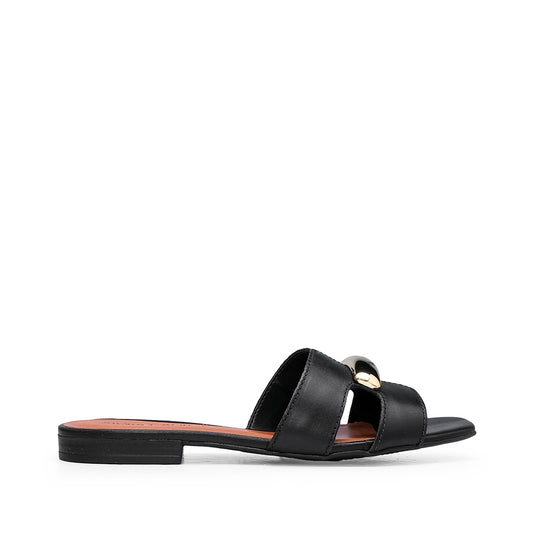 Chinelo Salto Raso Mulher Pele Preto