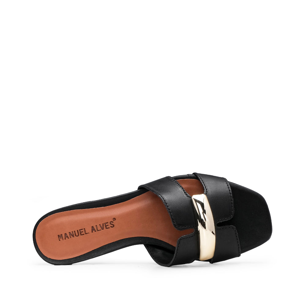 Chinelo Salto Raso Mulher Pele Preto