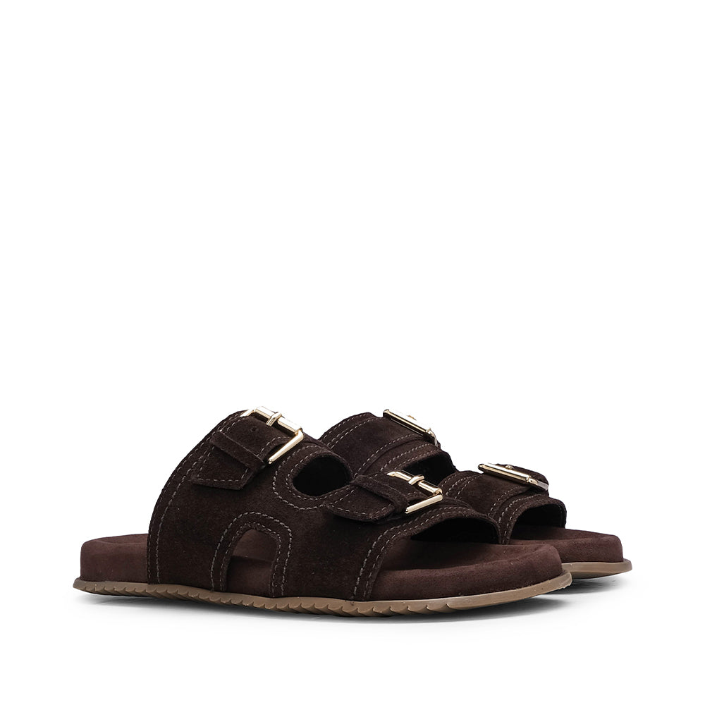 Chinelo Casual Mulher Camurça Castanho