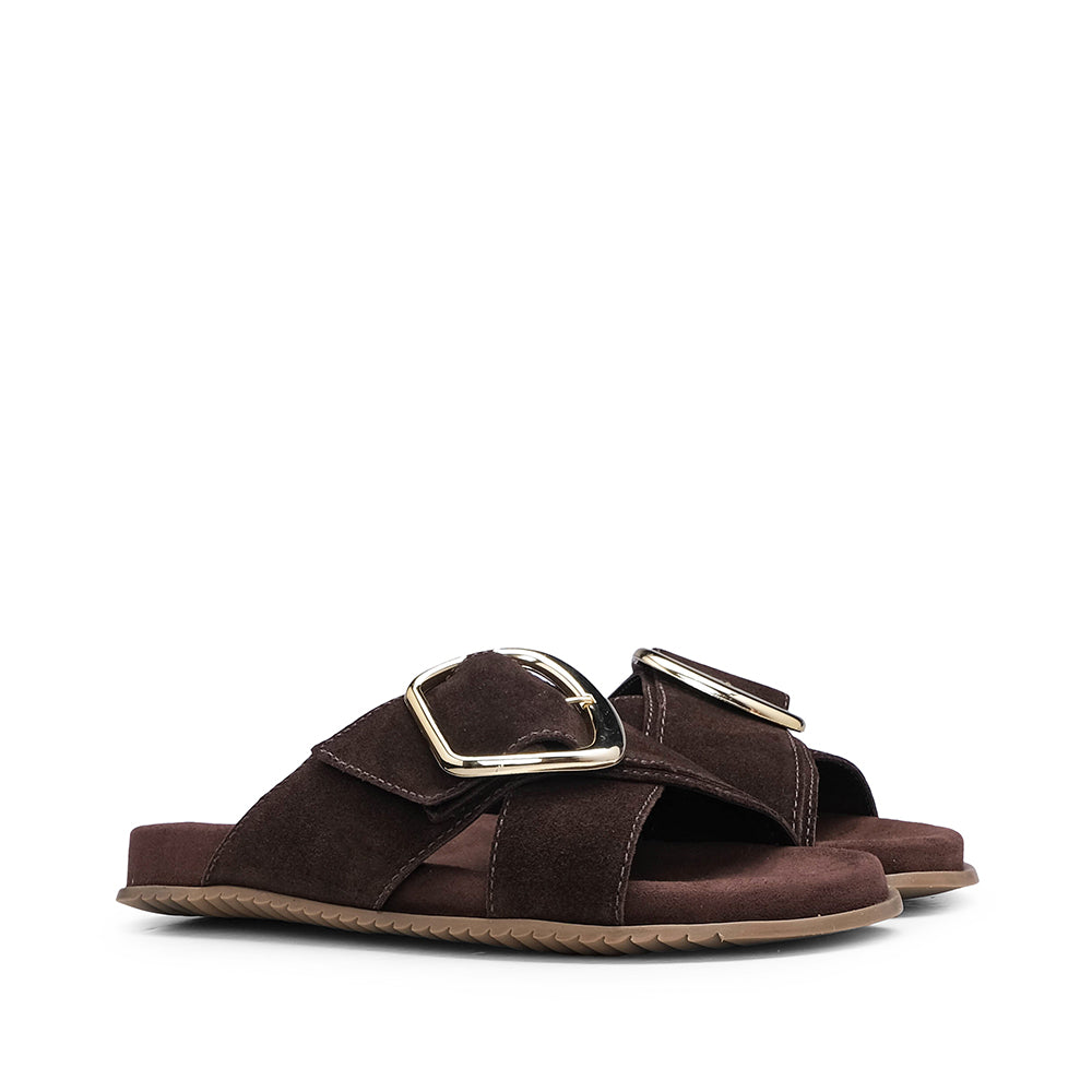 Chinelo Casual Mulher Camurça Castanho