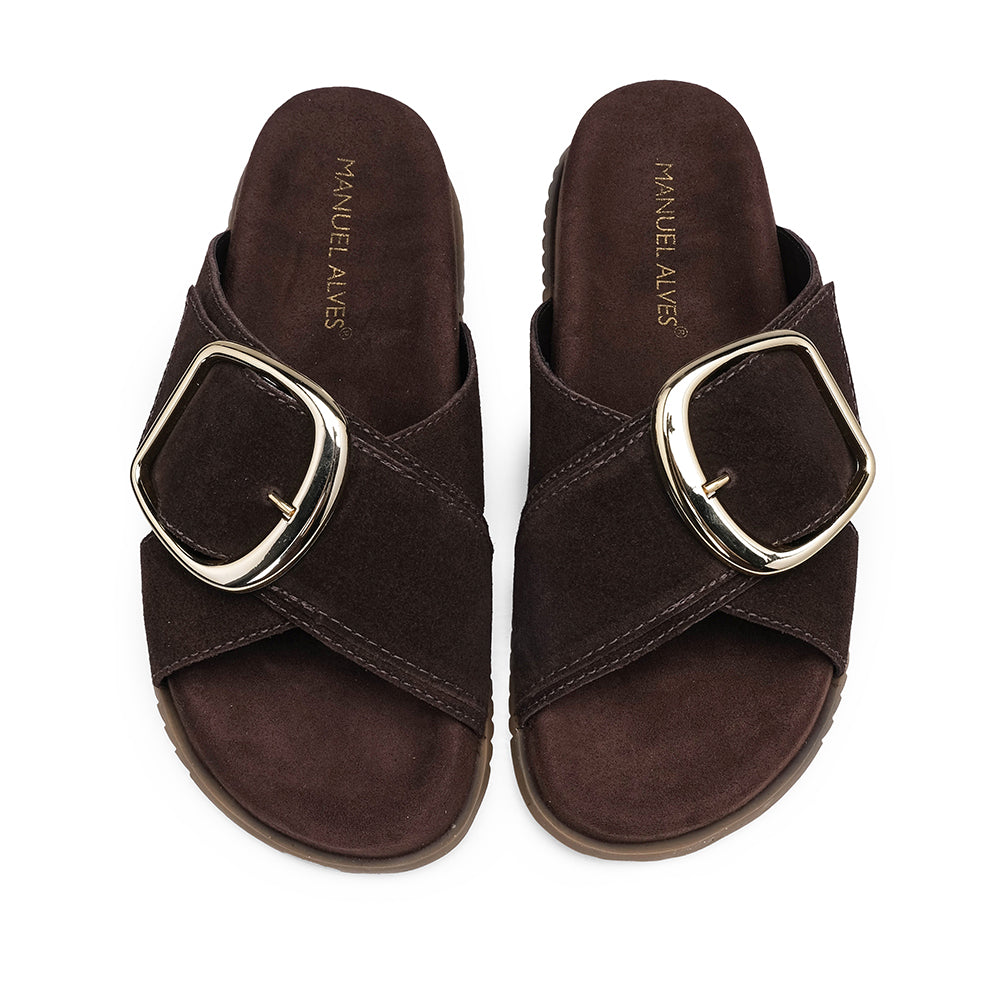 Chinelo Casual Mulher Camurça Castanho