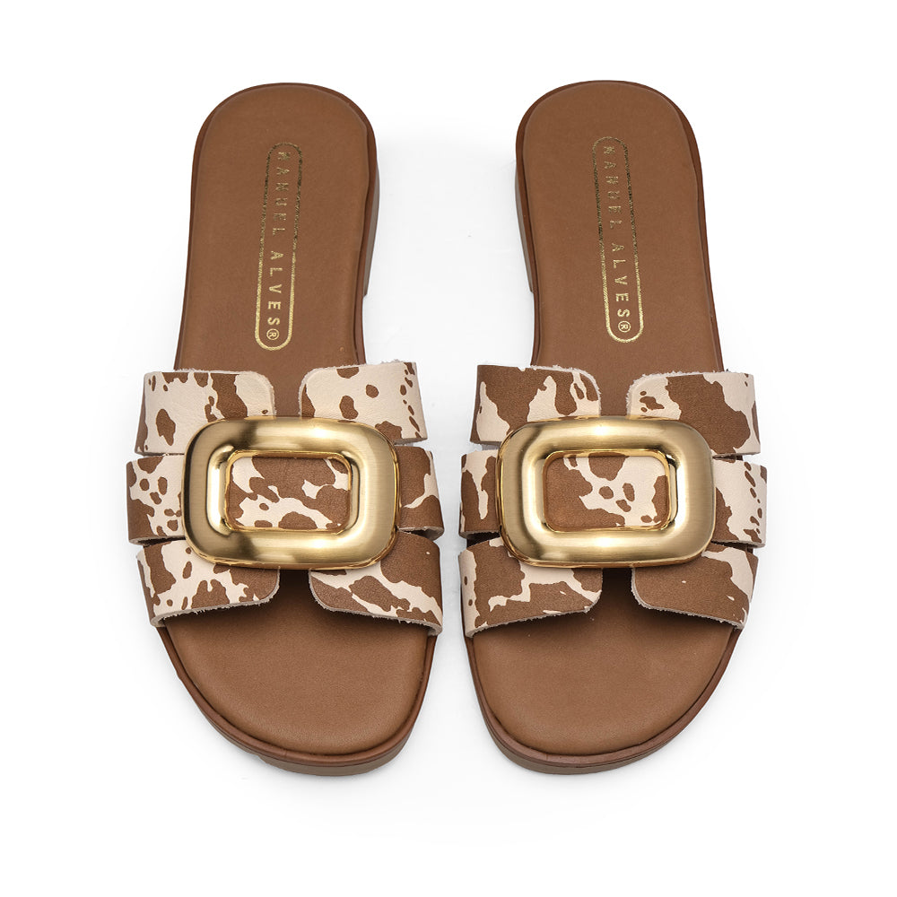 Chinelo Casual Mulher Pele Camel