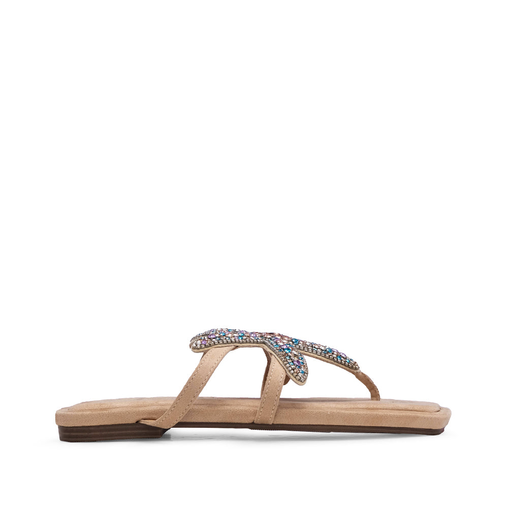 Chinelo Casual Mulher Camurça Bege