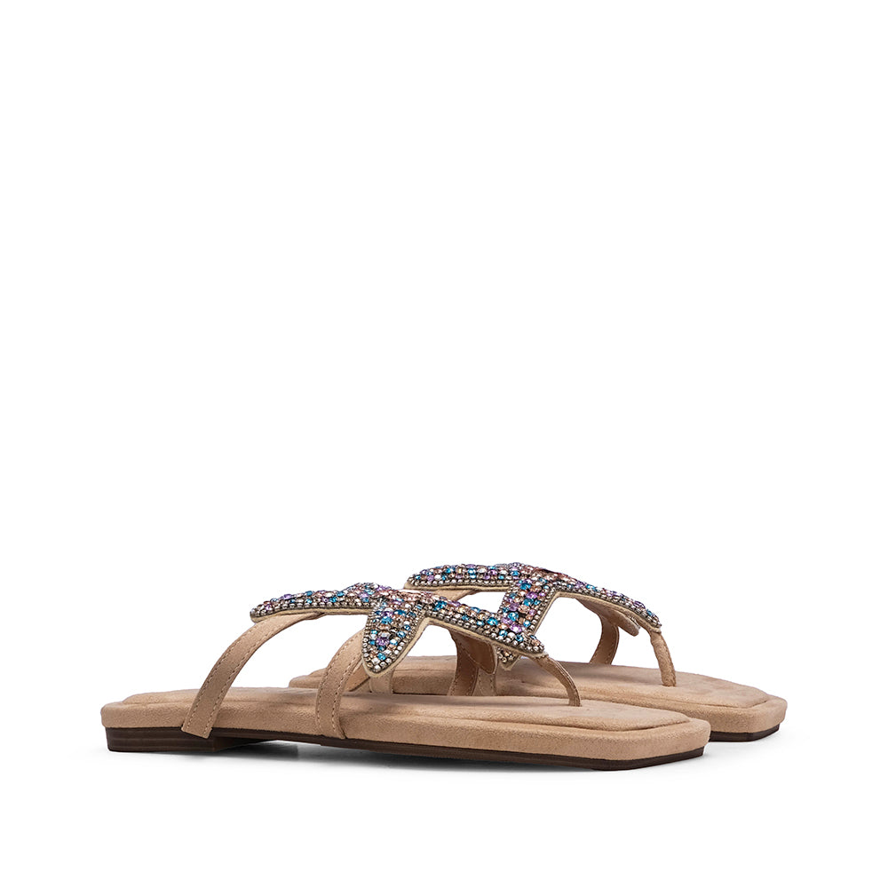 Chinelo Casual Mulher Camurça Bege