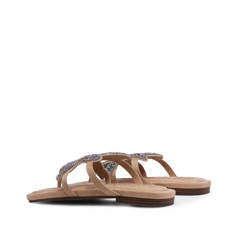 Chinelo Casual Mulher Camurça Bege