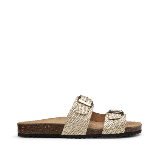 Chinelo Casual Mulher Gravado Dourado